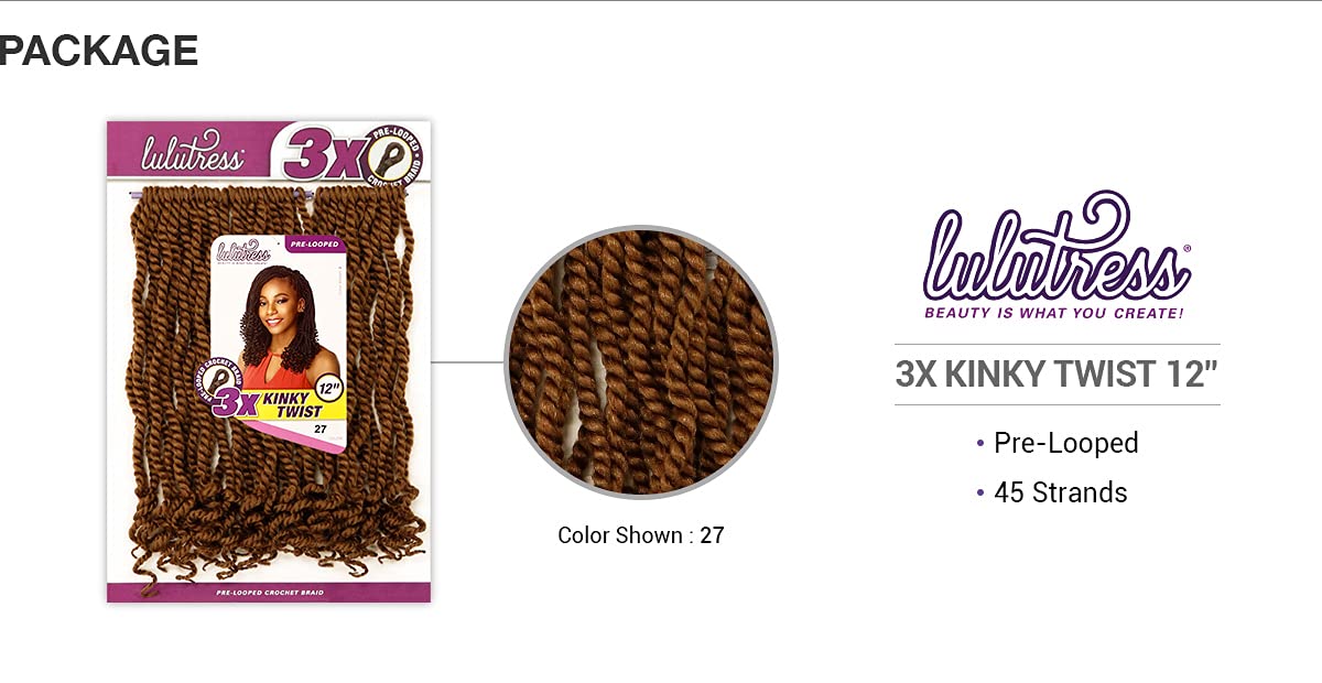 Sensationnel Lulutress Crochet Braiding Hair-3X Kinky Twist 12in,SM1B/30