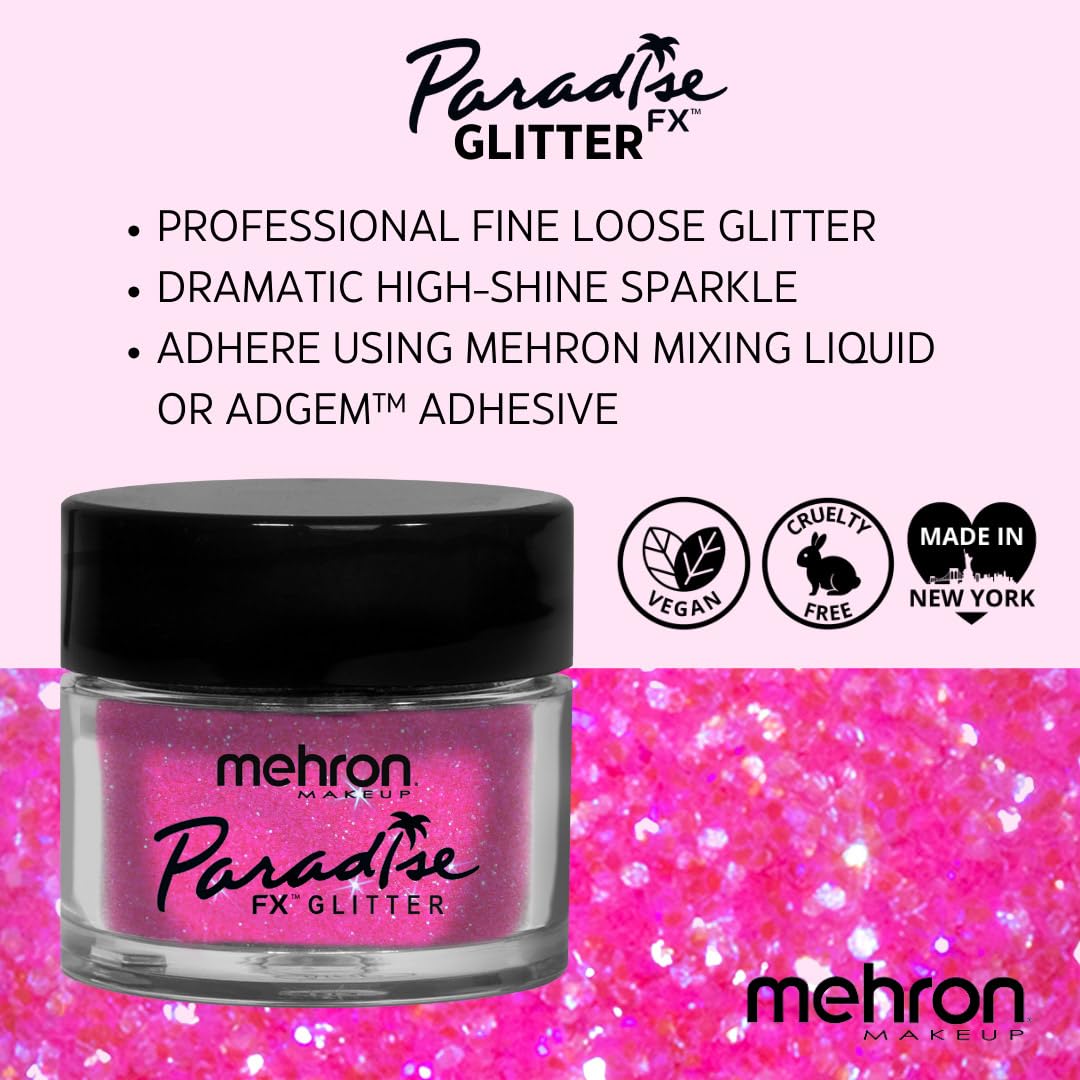Mehron Makeup Paradise Glitter FX | Professional Cosmetic for Makeup & Art | Vibrant & Shimmering Loose Glitter .25 oz (7 g) (Pastel Pink) Beauty & Personal Care Mehron