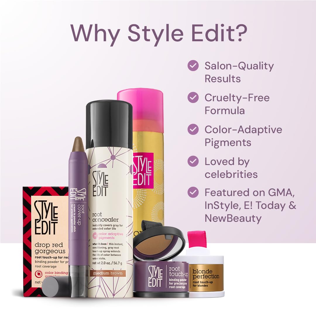 Style Edit Root Touch Up Powder | Temporary Hair Color for Gray Roots and Thinning Hair | Salon-Quality, Transfer-Resistant Hair Concealer | Light Beauty & Personal Care STYLE EDIT