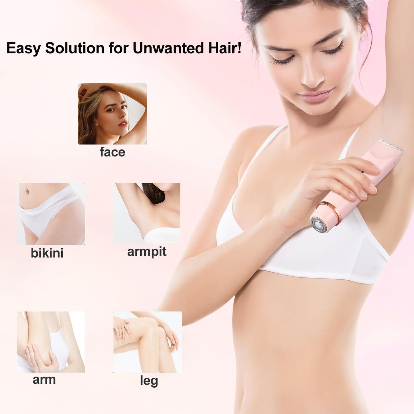 Electric Shaver for Women, 2-in-1 Electric Razor for Womens Legs Underarm Face Pubic Hairs, Rechargeable Razor Body Hair Trimmer Wet & Dry Use Beauty and Personal Care NURSETEK