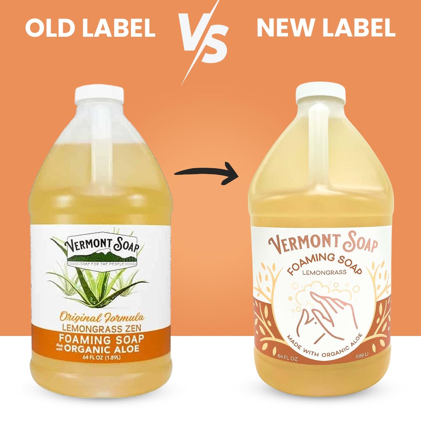 VERMONT SOAP Organic Lemongrass Zen Foaming Hand Soap - Natural Moisturizing Soap for Dry Skin - Fragrance Free Liquid Bathroom Hand Soap - Lemongrass Beauty & Personal Care VERMONT SOAP
