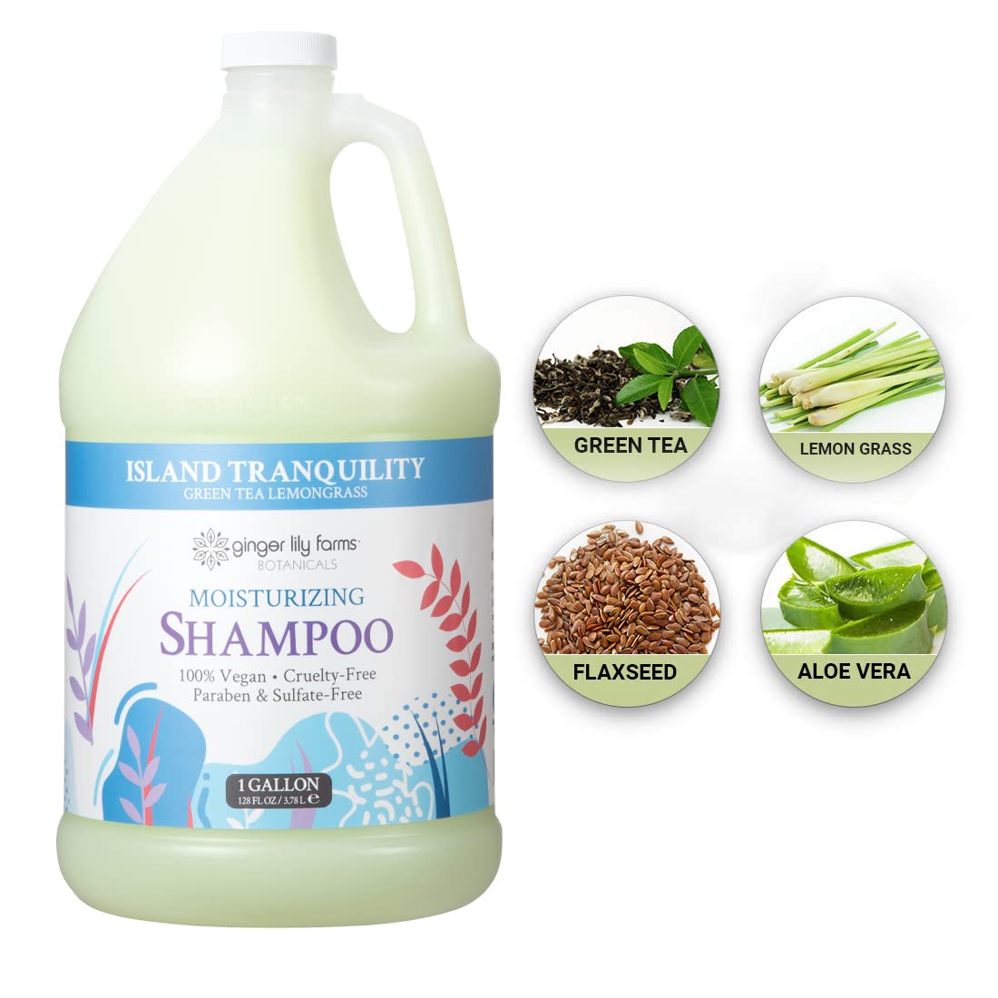 Ginger Lily Farms Botanicals Moisturizing Shampoo for All Hair Types, Island Tranquility, 100% Vegan & Cruelty-Free, Green Tea Lemongrass Scent, 1 Beauty and Personal Care Ginger Lily Farms