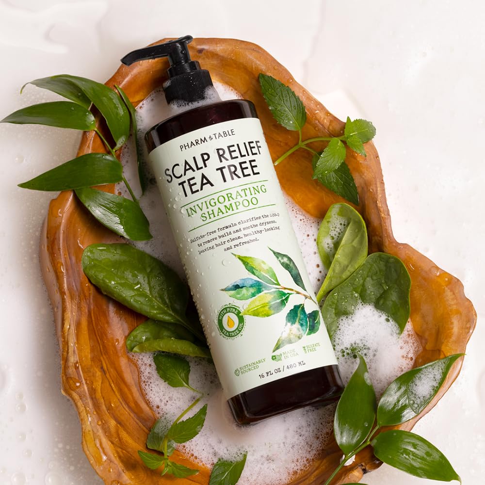 PHARM TO TABLE Tea Tree Shampoo For Men and Women - Infused with Tea Tree oil, Mint, Biotin and Vitamin E, 16.2oz Beauty & Personal Care PHARM TO TABLE