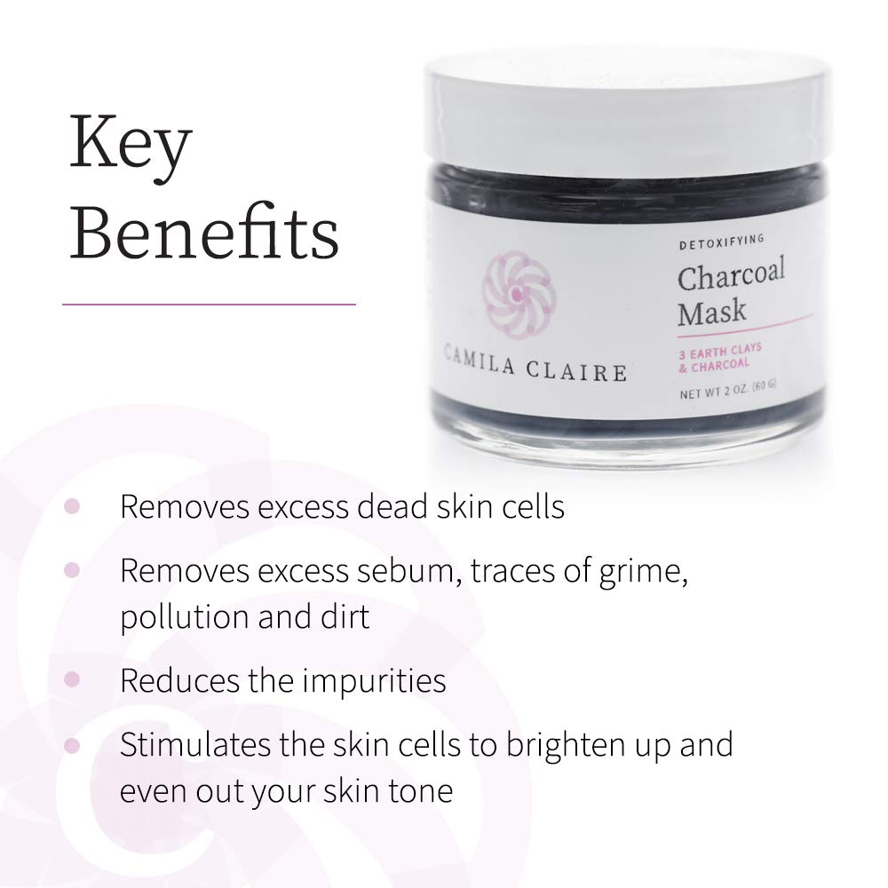 CAMILA CLAIRE DETOXIFYING CHARCOAL MASK: Helps Oil Control | Counteracts Daily Pollutants | Gently Cleanses Stressed Oily Skin | Made With Charcoal Beauty & Personal Care CAMILA CLAIRE