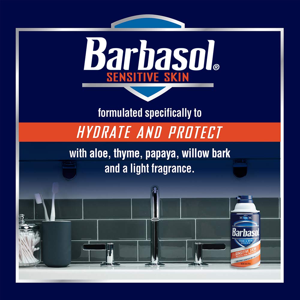 Barbasol Sensitive Skin Thick and Rich Shaving Cream for Men, 10 oz., Pack of 6 Beauty and Personal Care Barbasol