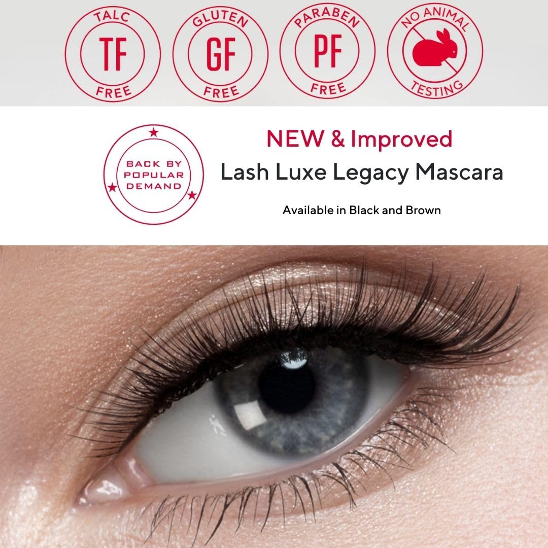 Mirabella Lash Luxe Legacy Mascara, Brown, Lengthening & Volumizing Buildable Mascara, Clump-Resistant Formula, 8 mL / 0.27 fl oz