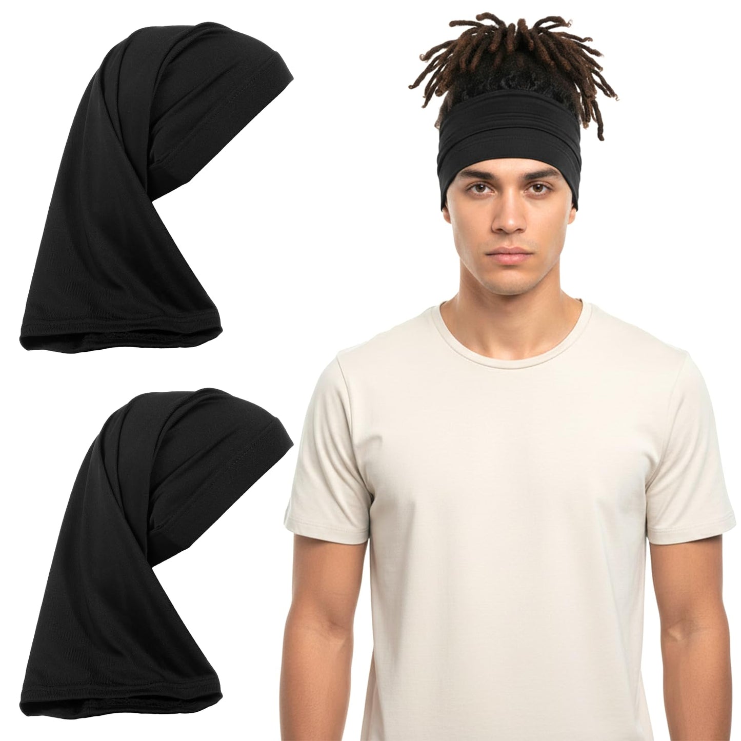 2 PCS Elastic Dreadlock Cap, Wide Stretchable Loc Cap for Men Women, Silky Loc Sock to Protect Hair Beauty and Personal Care Tweruna