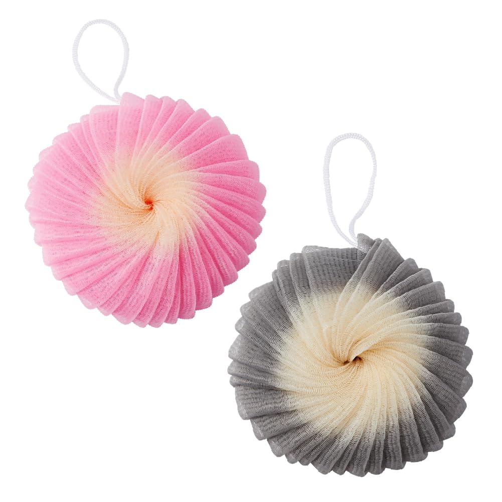 Éclat Mesh Bath Sponge Loofah Ball, Soft Exfoliating Body Scrubber for Wash, Rich-Lather Nylon Net Puff with Quick-Dry Hanging Loop, Gentle Daily Beauty and Personal Care Éclat