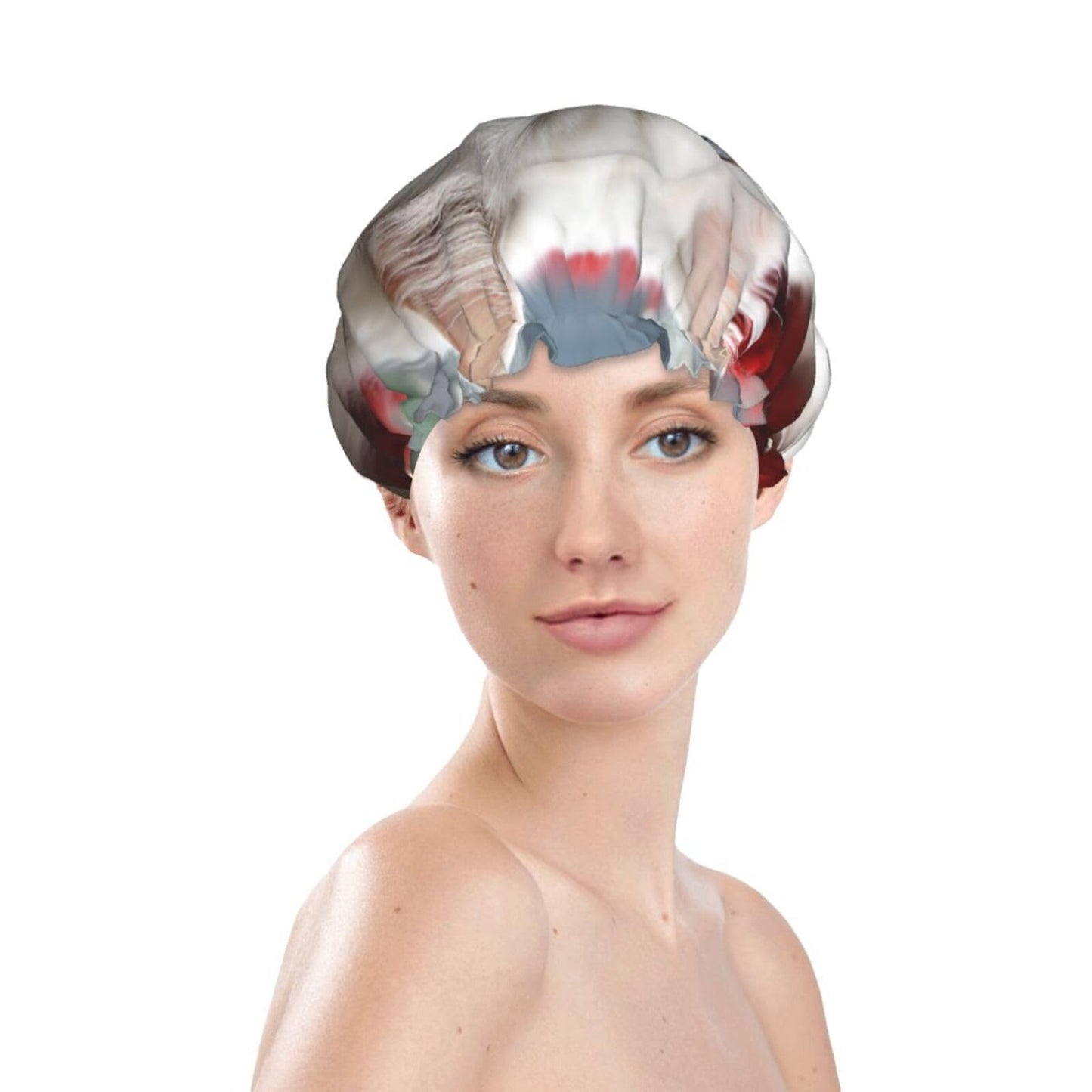 Cute White Cat Shower Cap For Women Reusable Double Layers Bathing Bath Cap Hair Caps Waterproof Elastic Band Ladies Spa Salon Shower Hat Hair Caps Beauty and Personal Care GDSHJKLW