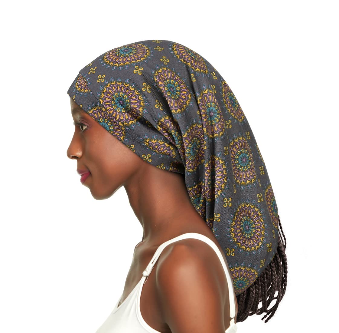 Satin Lined Cap for Natural Hair Big Bonnet for Braids Print Beauty and Personal Care Awefeel