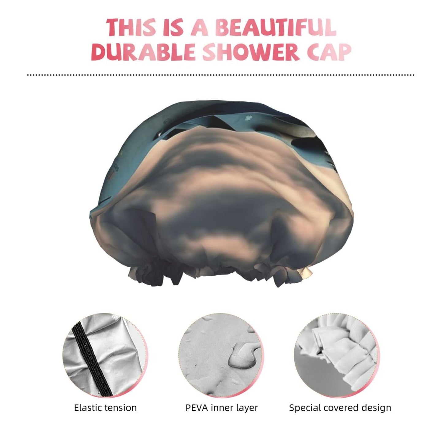 Aircraft Fighter Jets Shower Cap for Women Men Large Reusable Shower Bonnet Double-Layer Waterproof Bath Caps Elastic Band Hair Hat for All Beauty and Personal Care BWLHJKE
