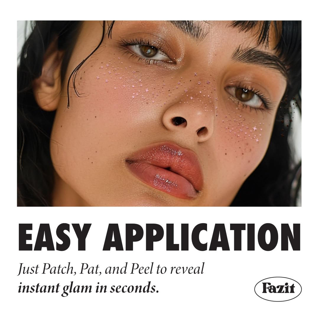 Fazit Rose Gold Speckles - Glitter Freckle Makeup Patches - Shimmering Faux Freckles & Body Glitter - Waterproof, Long-Lasting Instant Glamour Beauty & Personal Care Fazit