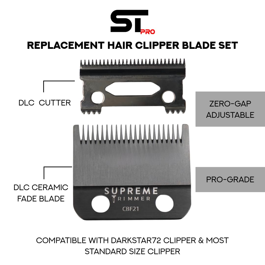 Supreme Trimmer DLC Coated Steel Replacement Blade CBF21 - Fade Blade for Darkstar72 & Most Hair Clippers - Black Beauty and Personal Care Supreme Trimmer