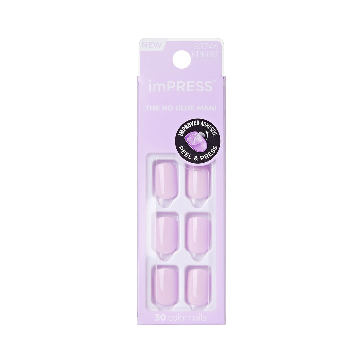 Kiss Impress Color Press-On Nails, Nail Kit, PureFit Technology, Short Length, “Picture Purplect”, Polish-Free Solid Color Manicure, Includes Prep