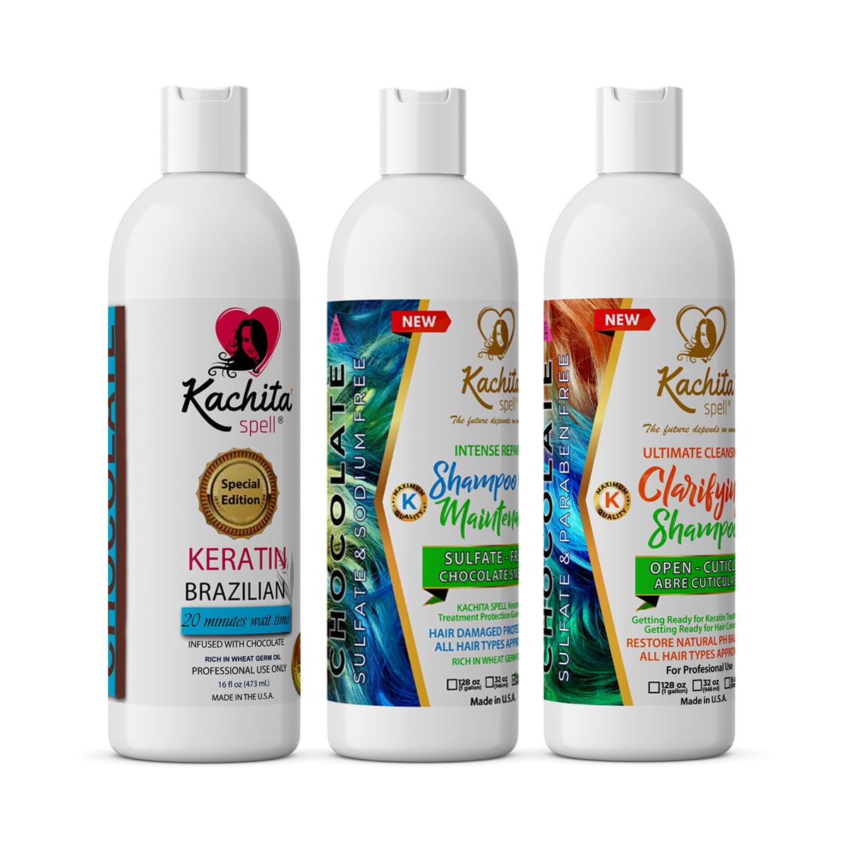 Full KIT New Brazilian Keratin Hair Blowout Treatment Kachita Spell Professional Results Straighten and Smooth Hair Beauty & Personal Care Kachita Spell