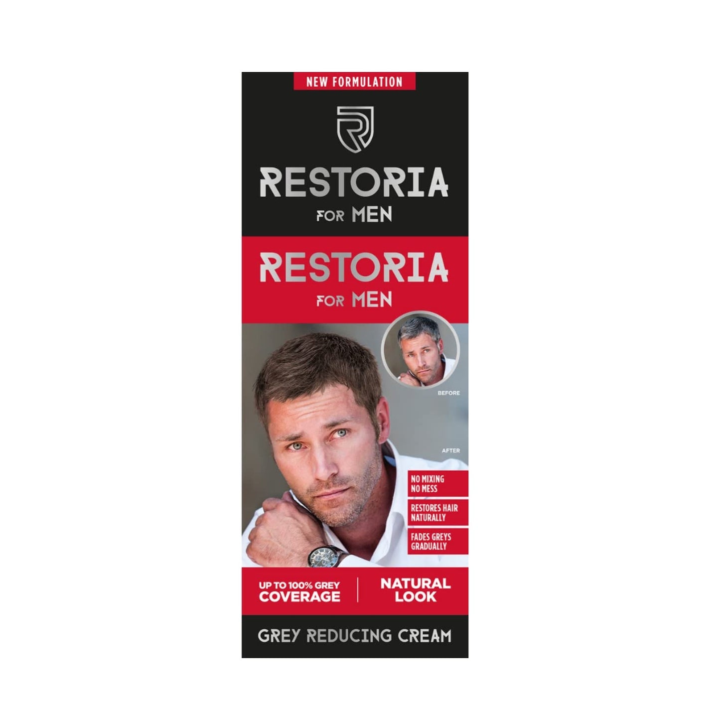Restoria Grey Reducing Cream for Men - Hair Cream for Restoring Natural Hair Colour Gradually, Up to 100% Grey Coverage - Vegan, 100ml Beauty & Personal Care Restoria