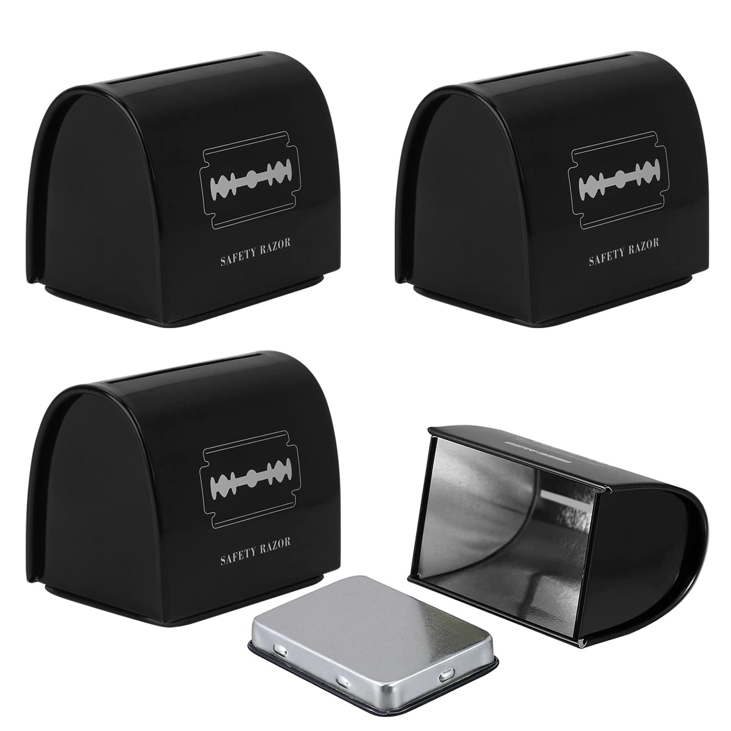 Linkidea 4 Pack Razor Blade Disposal Container, Safety Razor Blade Bank, Safe Razor Metal Disposal Case for Storing Used Wasted Blades (Black) Beauty and Personal Care Linkidea