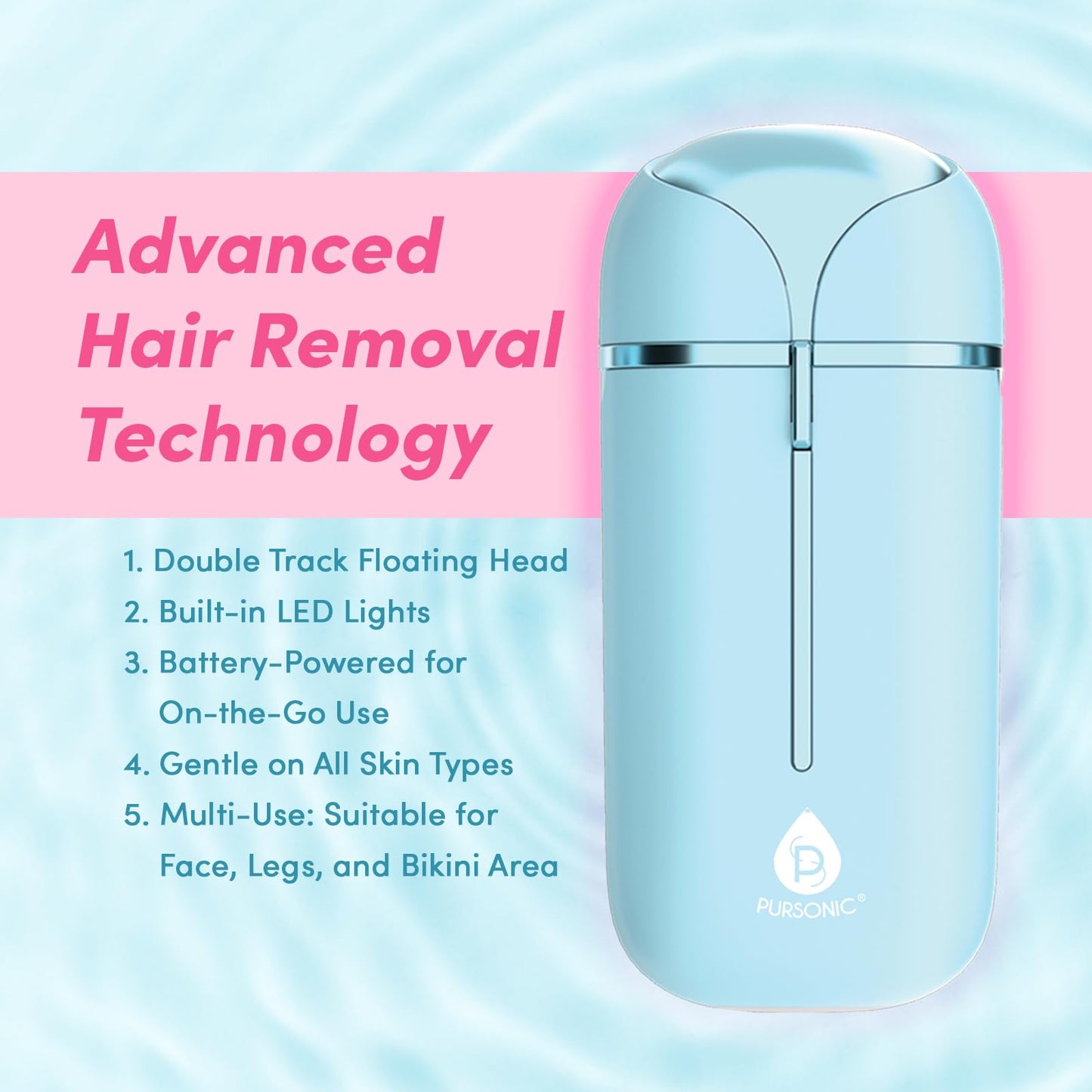 PURSONIC Electric Shaver for Women - Painless Facial Hair Remover, Bikini & Pubic Trimmer, Epilator Beauty and Personal Care PURSONIC