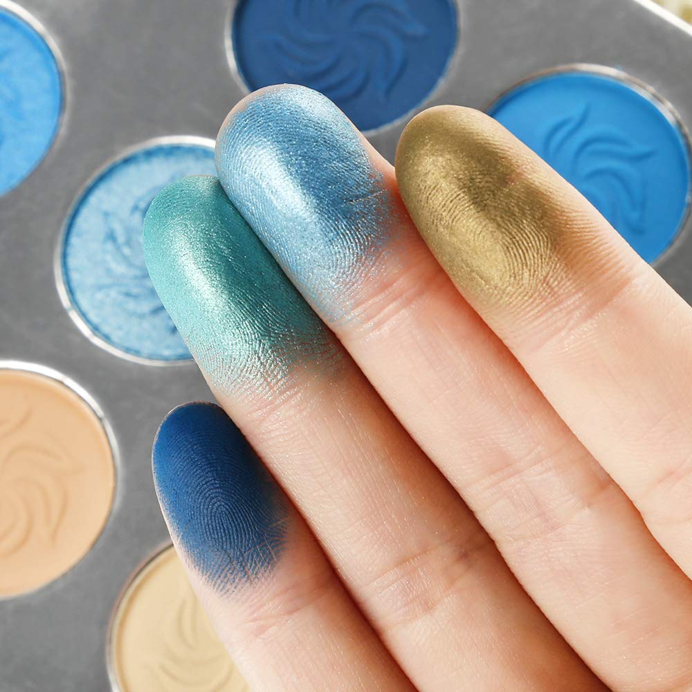 Afflano Blue Eyeshadow Palette Matte Shimmer, Highly Pigmented Waterproof Space Blue Eye Shadow Palette, Silver Navy Glitter Eyeshadow Pallet Beauty & Personal Care Afflano