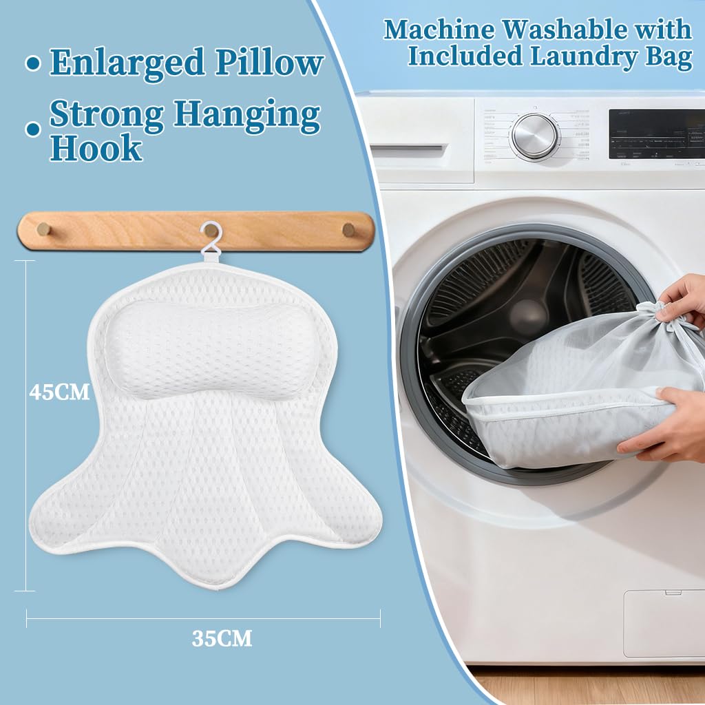 AmazeFan Luxury Bath Pillow,Ergonomic Bathtub Spa Pillow with 4D Air Mesh Technology and 6 Suction Cups,Helps Support Head,Back and Neck,Fits All Beauty and Personal Care AmazeFan