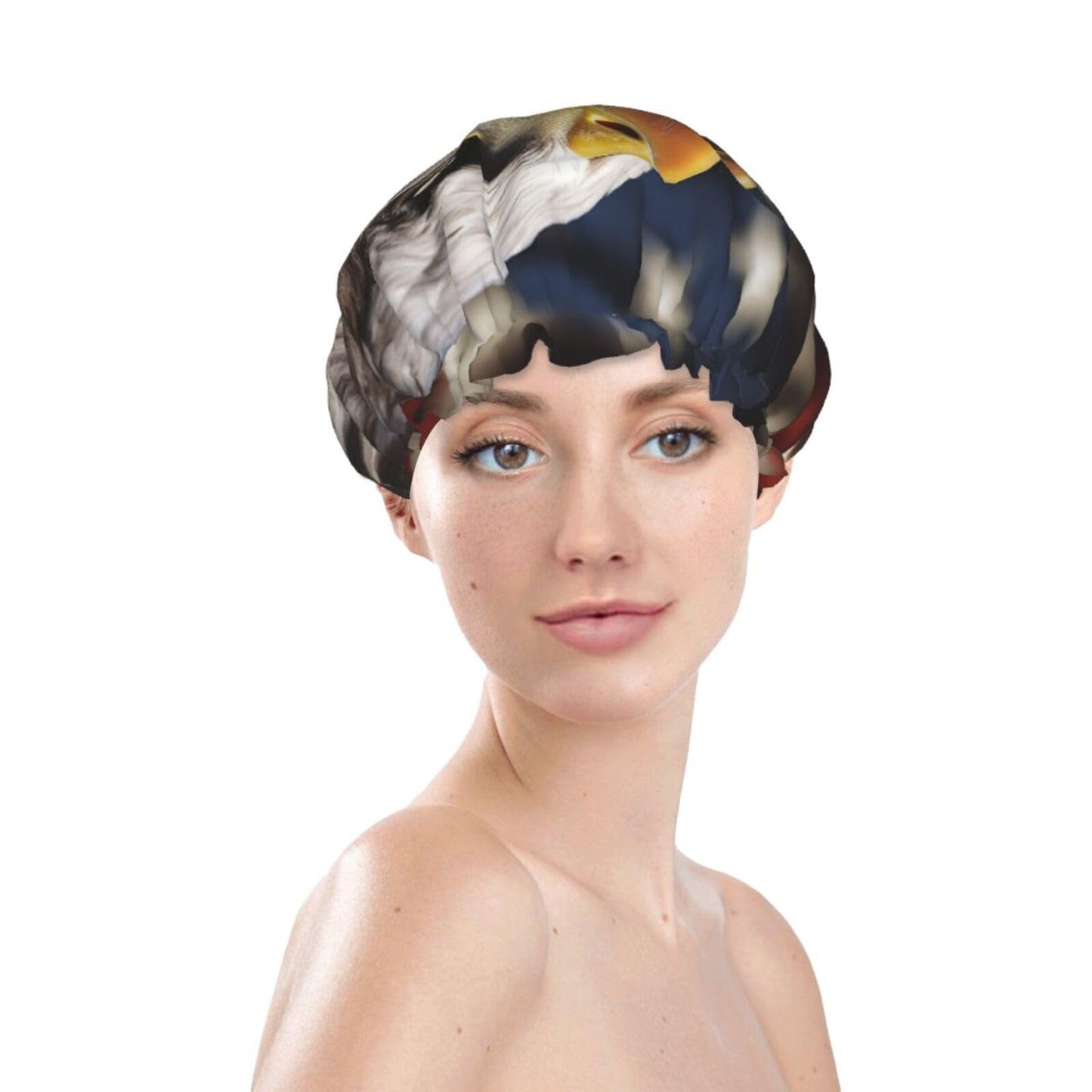 Bald Eagle Us Flag Pictures Shower Cap For Women Reusable Double Layers Bathing Bath Cap Hair Caps Waterproof Elastic Band Ladies Spa Salon Shower Hat Beauty and Personal Care GDSHJKLW