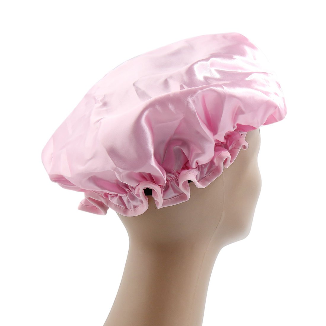 Ruilogod Pink Polyester PEVA Dual Layers Waterproof Anti Shower Bath Hair Cap Hat (id: faa 5c9 ba4 478 aa0 Beauty and Personal Care Ruilogod