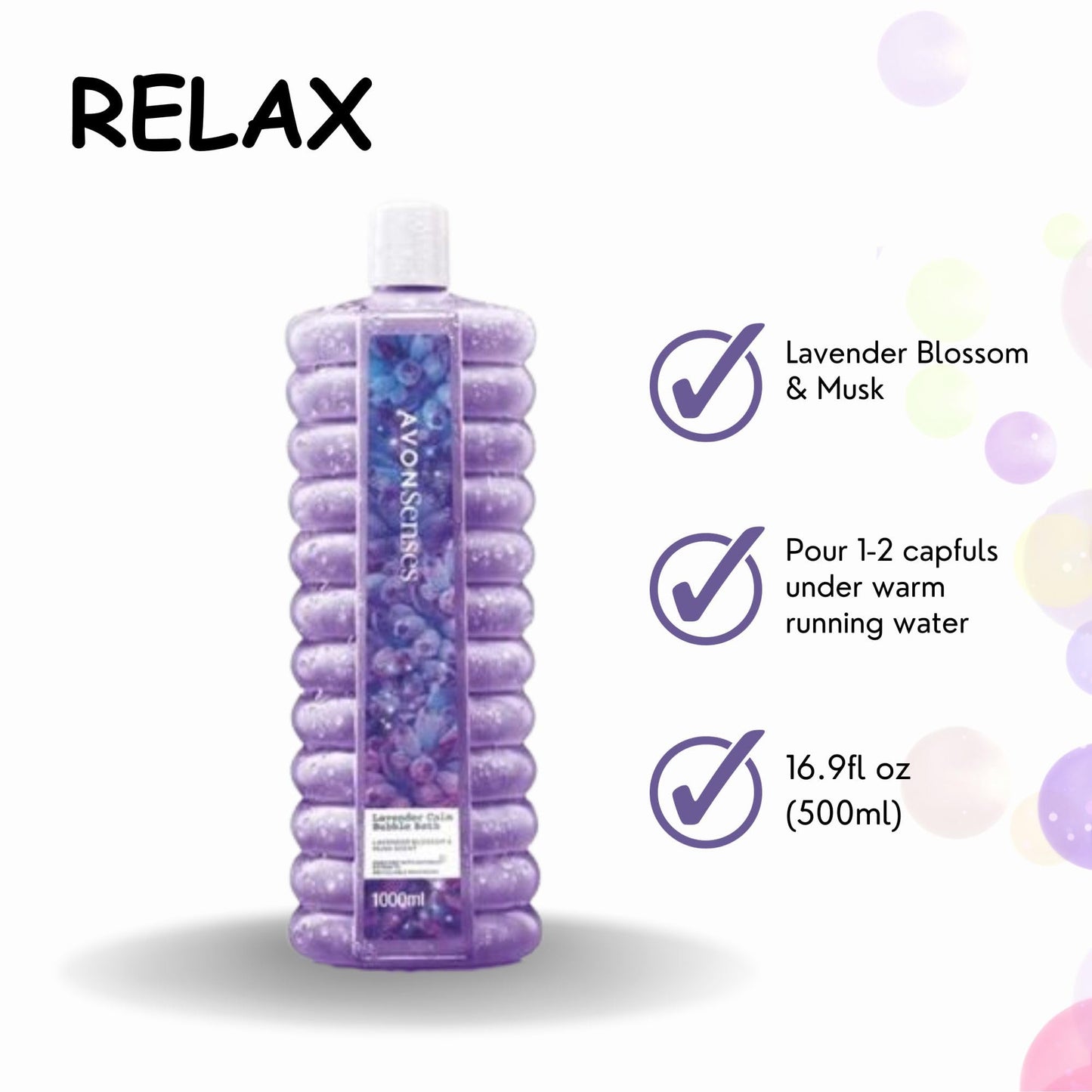 Bath Scrunchie Bundled with an Avon Senses Bubble Bath 16.9 fl oz (500ml) (Lavender) Beauty and Personal Care JR GIFT BOXES