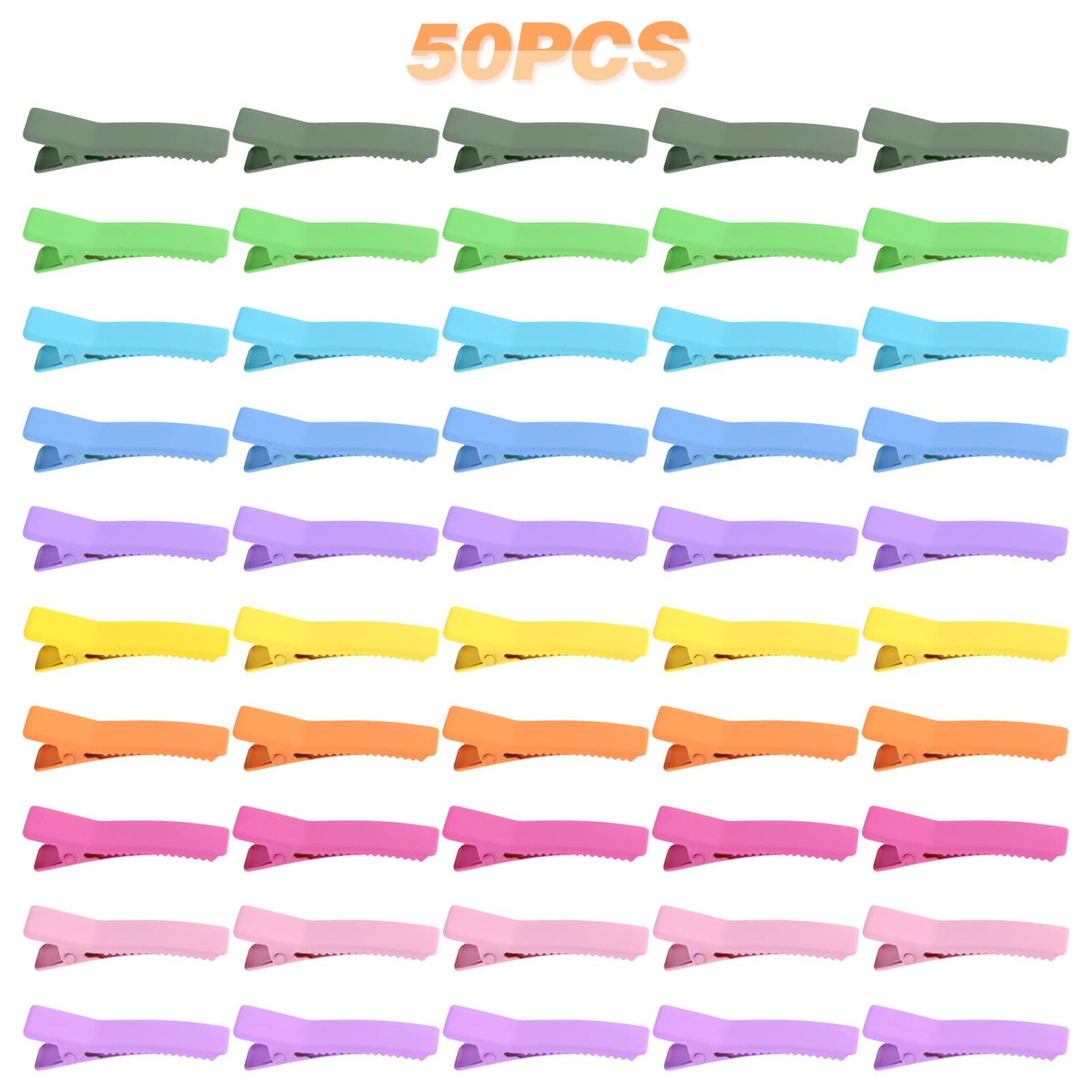 50pcs Colorful Alligator Duckbill Hair Clips Alloy Double Prong Curl Clips Sectioning Hairclips Non-slip Hairpin Barrettes for Women Hair Extensions Beauty & Personal Care Hmjpng