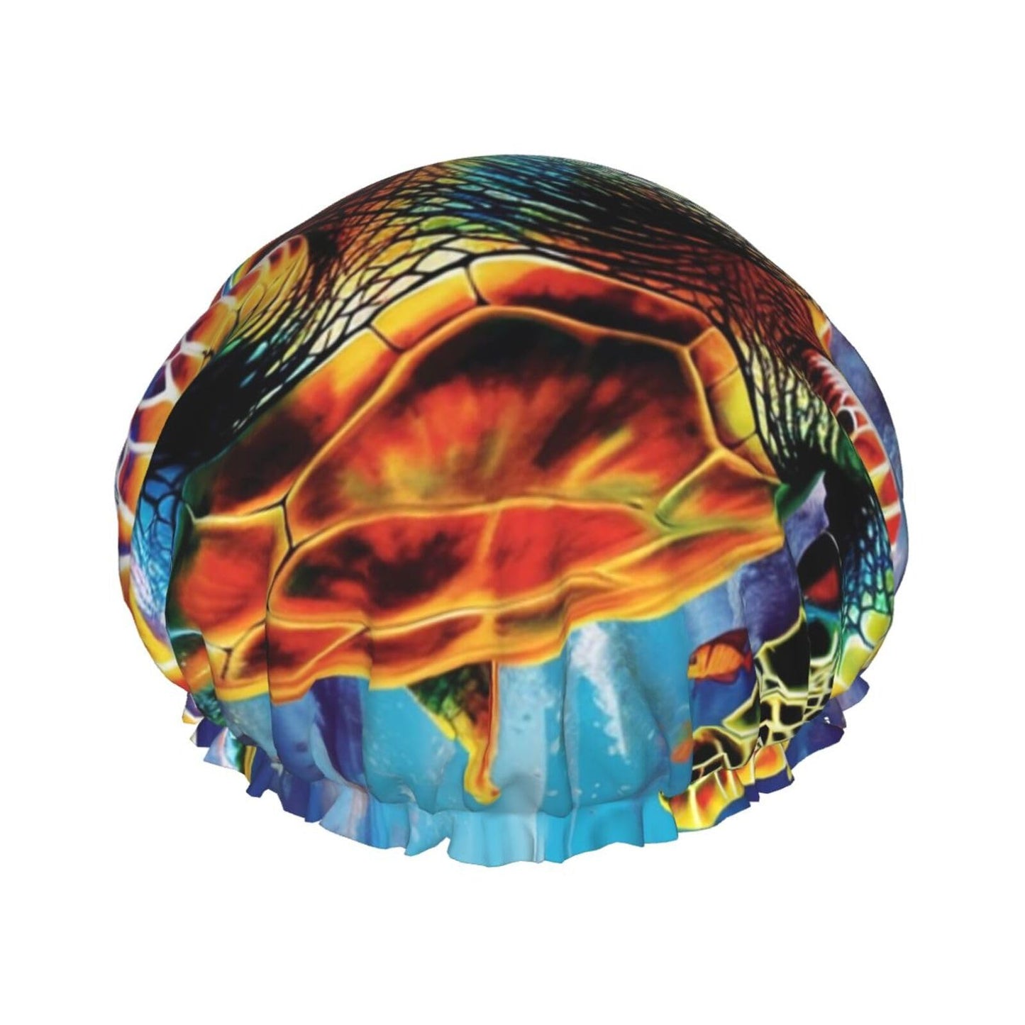 Colorful Sea Turtle Shower Cap for Women Men Large Reusable Shower Bonnet Double-Layer Waterproof Bath Caps Elastic Band Hair Hat for All Hairstyles Beauty and Personal Care BWLHJKE