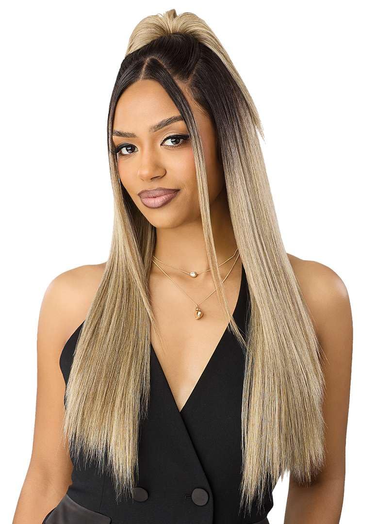 Outre Lace Front Wig - Perfect Hair Line 13X6 - NUEBLEND - Human Hair Blend - Straight 26" (BURGUNDY)
