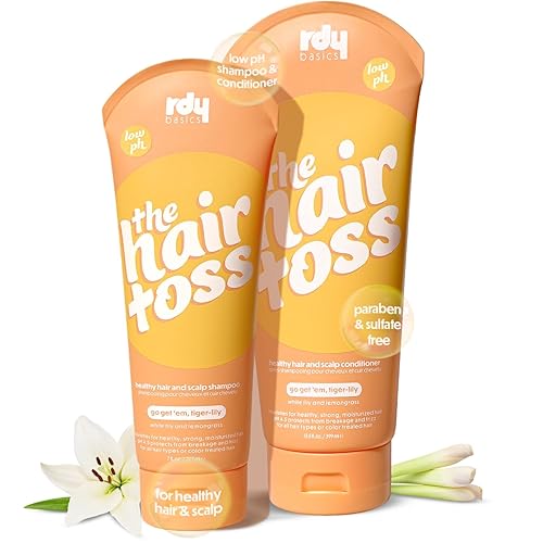 The Hair Toss Men & Women Shampoo And Conditioner Set 13.5floz/7floz - White Lily & Lemongrass - Formulated 4.5pH Moisturizing Paraben and Sulfate Beauty & Personal Care rdy basics