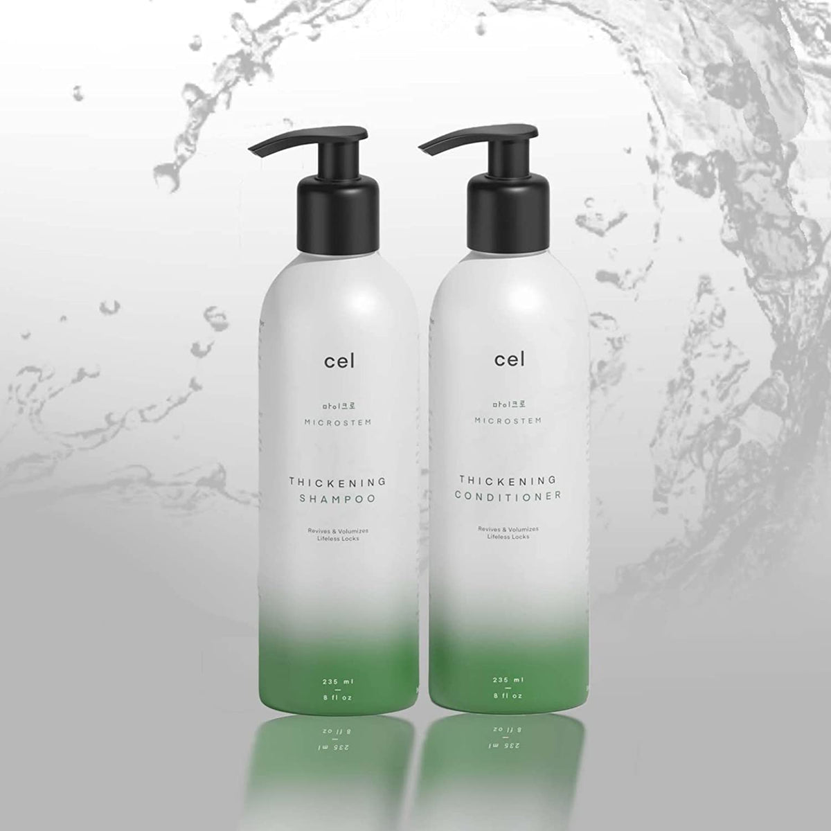 Cel Microstem Natural Hair Thickening Shampoo & Conditioner Set (2 x 8 fl oz) - Stem Cell Anti Thinning Shampoo - Professional Grade Biotin - Sulfate