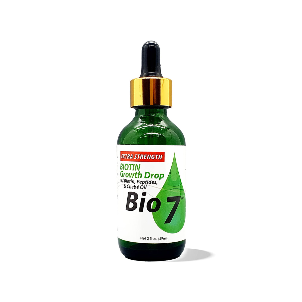 BIO7 Biotin Growth Drops Extra Strength with Chebe Oil, 2 Fl Oz