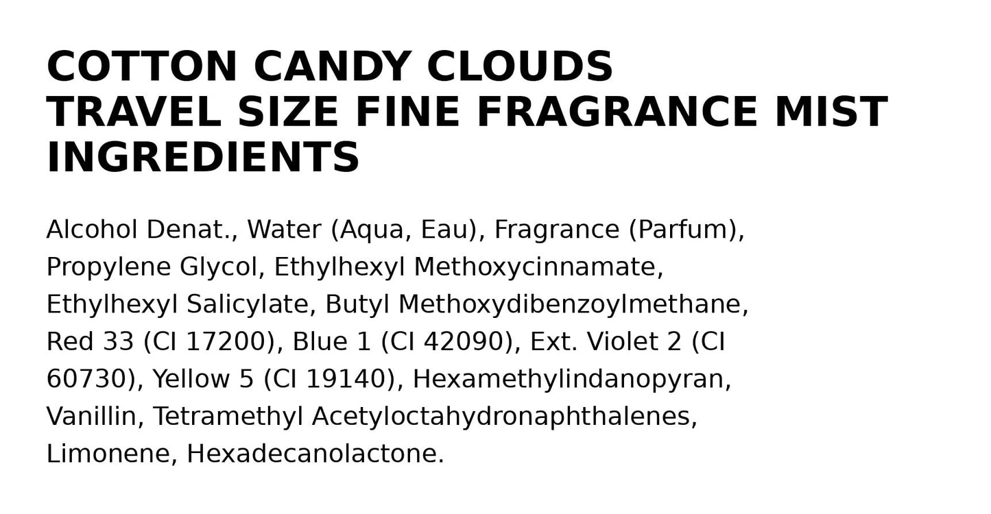 Bath & Body Works Cotton Candy Clouds Fragrance Mist Travel Size 2.5 oz Beauty & Personal Care Bath & Body Works