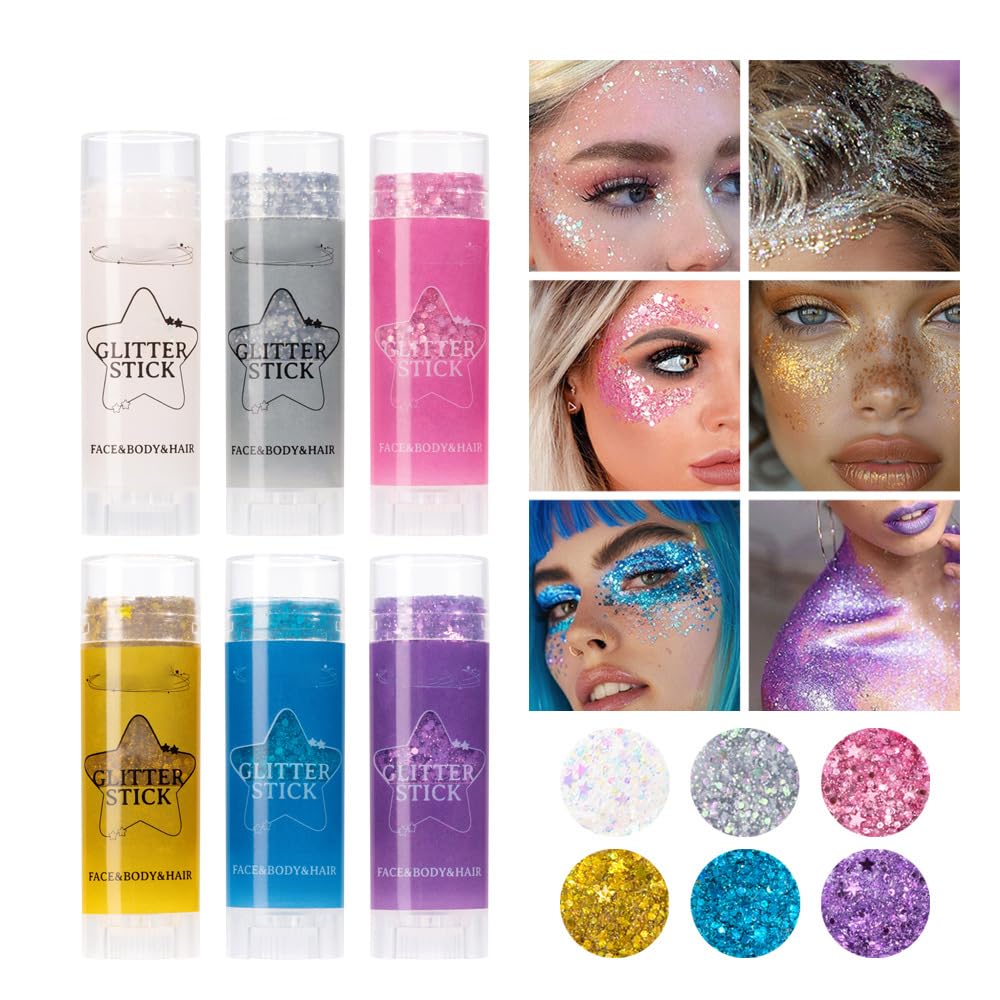 TAIKELOP 2 PCS Face Body Glitter, Face Glitter Body Gel Sequins Shimmer Liquid Eyeshadow, Hair Glitter Sparkles Chunky Face Glitter Gel for Girls Beauty & Personal Care TAIKELOP