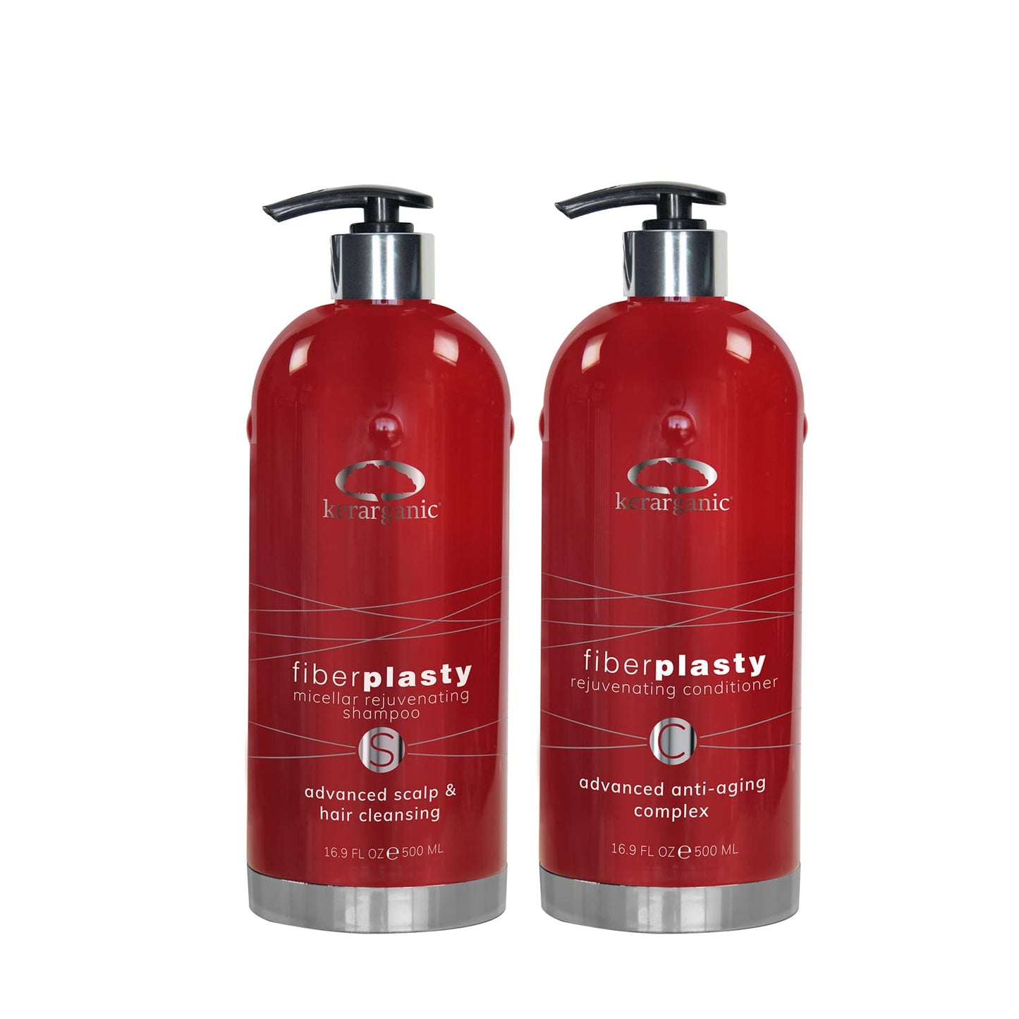Kerarganic Fiberplasty Micellar Rejuvenating Shampoo + Fiberplasty Rejuvenating Conditioner Set (500ml/16.9oz): Advanced hair anti-aging complex. Beauty & Personal Care KERARGANIC