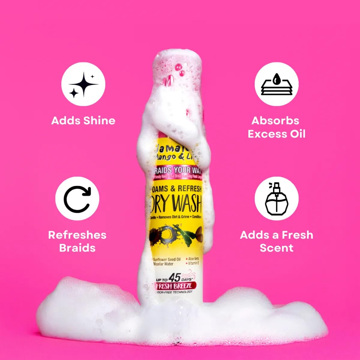 Jamaican Mango & Lime Braids Your Way Dry Wash - Gentle Cleansing Foam for Braids, Locs & Twists - No-Rinse Dry Shampoo for Scalp Beauty & Personal Care Jamaican Mango & Lime