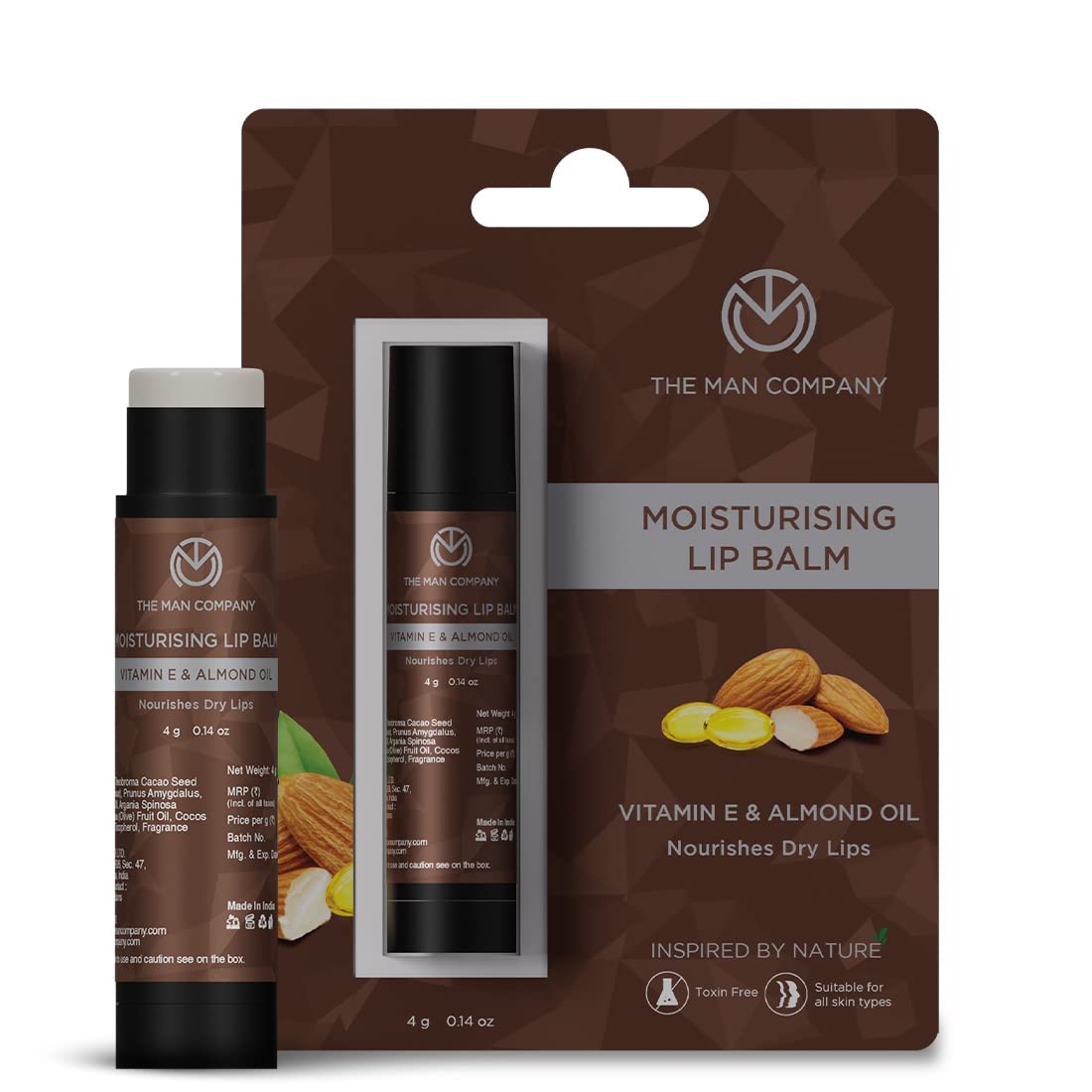 The Man Company Nourishing Lip Balm with Vitamin E, Almond & Olive Oil - Soft, Supple, Moisturizes - Free from Dry/Chapped Lips - 4gm Beauty and Personal Care The Man Company