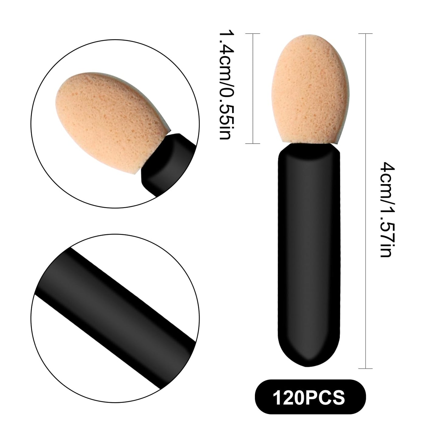 Eyeshadow Applicators Sponge Tip,120 Pcs Small Disposable Eye Shadow Applicators Sticks Double Sided 1.57Inch Portable Travel Mini Eye Makeup Brushes Beauty & Personal Care keepsweat