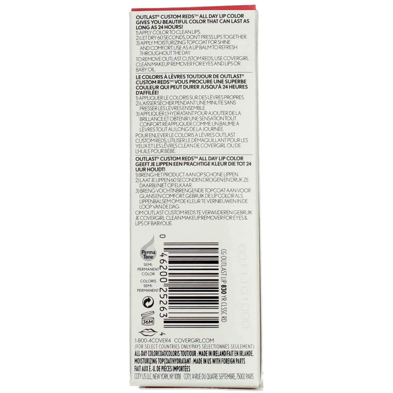 COVERGIRL Outlast All-Day Custom Reds Lip Color, Your Classic Red (Pack of 4)4 Beauty & Personal Care COVERGIRL