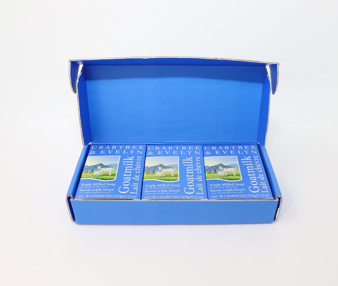 Crabtree & Evelyn Goatmilk Soap Set 3 X 100 Gram Bars Beauty & Personal Care Crabtree & Evelyn