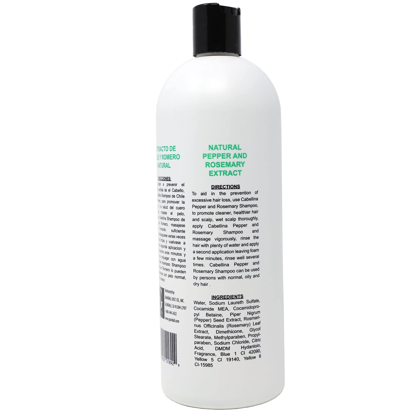 Cabellina Chile con Romero Shampoo, Cleans and Refresh, 32 FL OZ, Bottle,Green Beauty & Personal Care Cabellina
