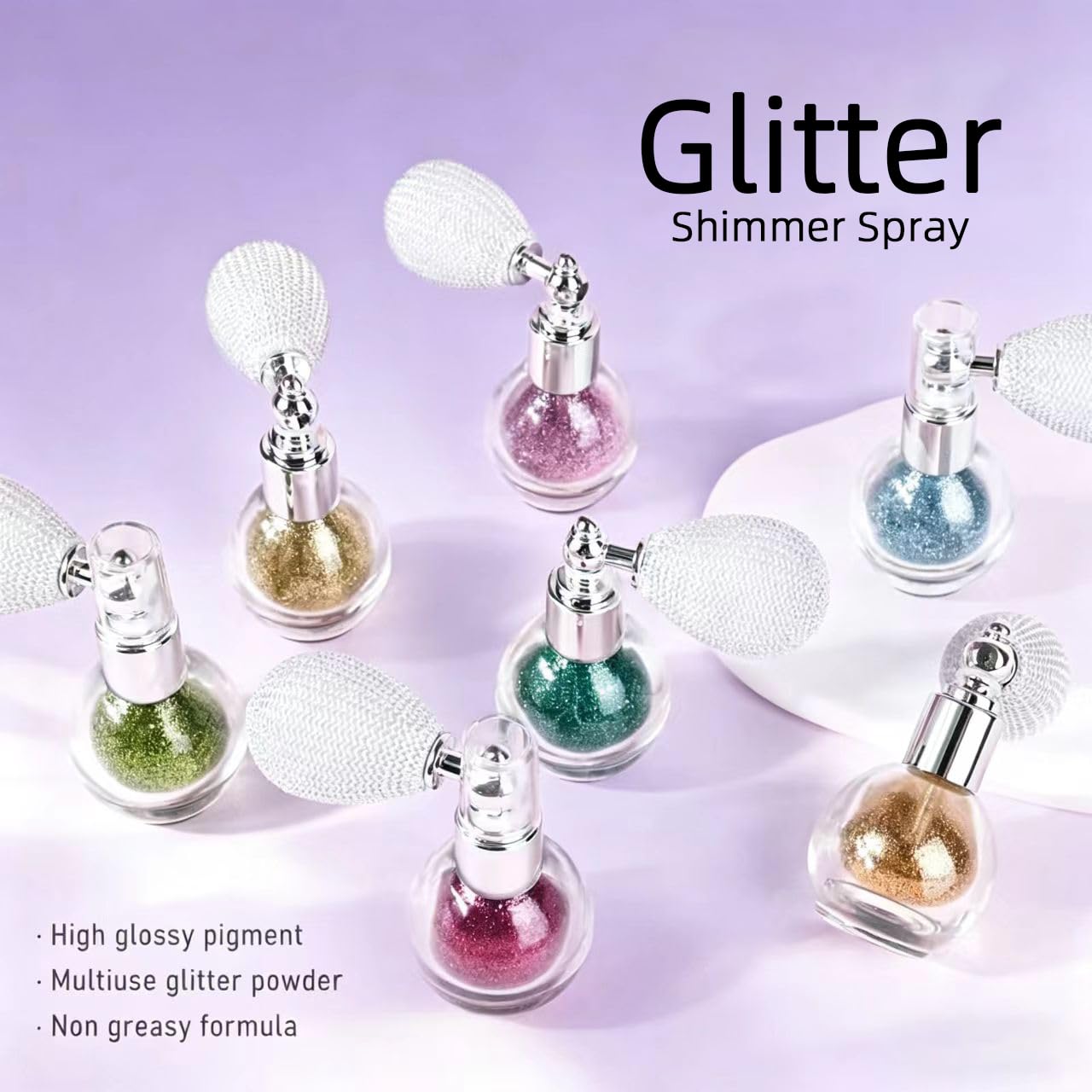 Glitter Powder Spray, Loose Shimmer Powder, Highlighter Spray Makeup for Face Body Hair, Lasting Glitter Hairspray, Cosmetic Sparkling Body Makeup Beauty & Personal Care Shunrenful