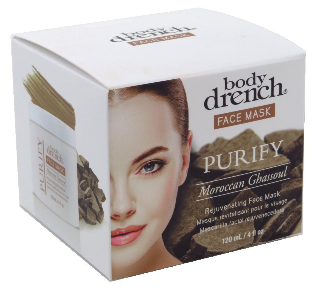 Body Drench Face Mask Purify Moroccan Ghassoul 4 Ounce Jar (120ml) (2 Pack) Beauty & Personal Care Body Drench
