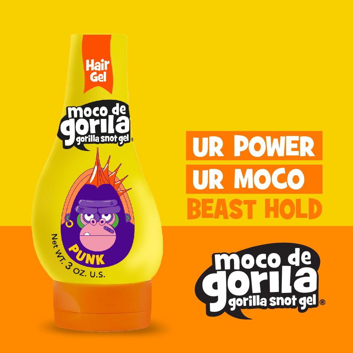 Moco de Gorila Punk, Hair Styling Gel, Reactivate with water, Long-lasting Hold, 3-Pack of 11.99 Oz Each, 3 Squeezable Bottles. Beauty & Personal Care Moco de Gorila