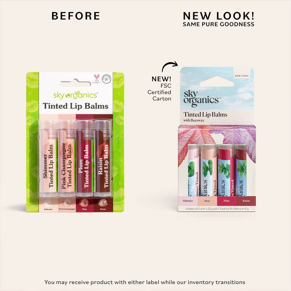 Sky Organics Tinted Lip Balms with Beeswax and a Rich Nourishing Blend of Plant Oils, Moisturizing Lip Balm to Lock In Moisture and Add A Sheer Wash Beauty & Personal Care Sky Organics