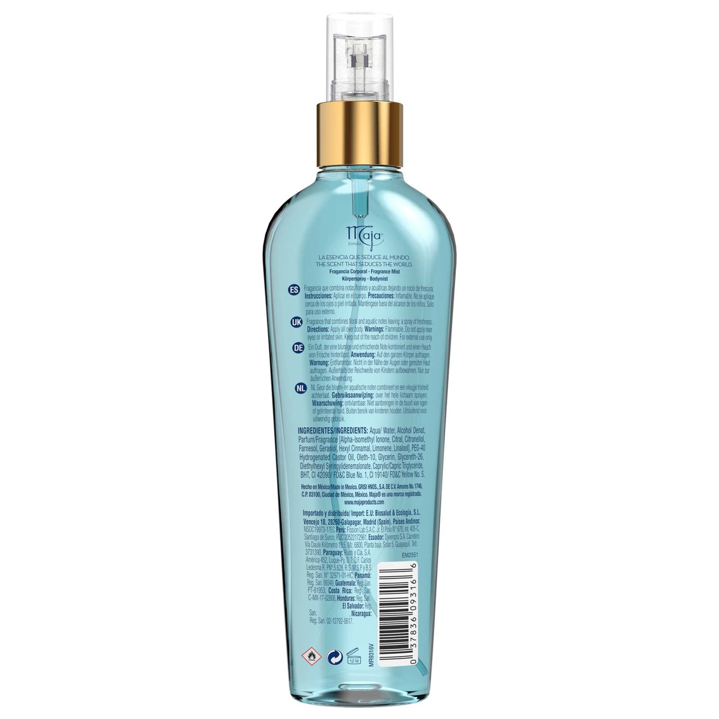 Maja Aqua Turquoise Mist, Perfumed Body Mist with Floral and Aquatic notes to leave a spray of freshness, Refresh your Body, Fresh Scented, Aqua Beauty & Personal Care Maja