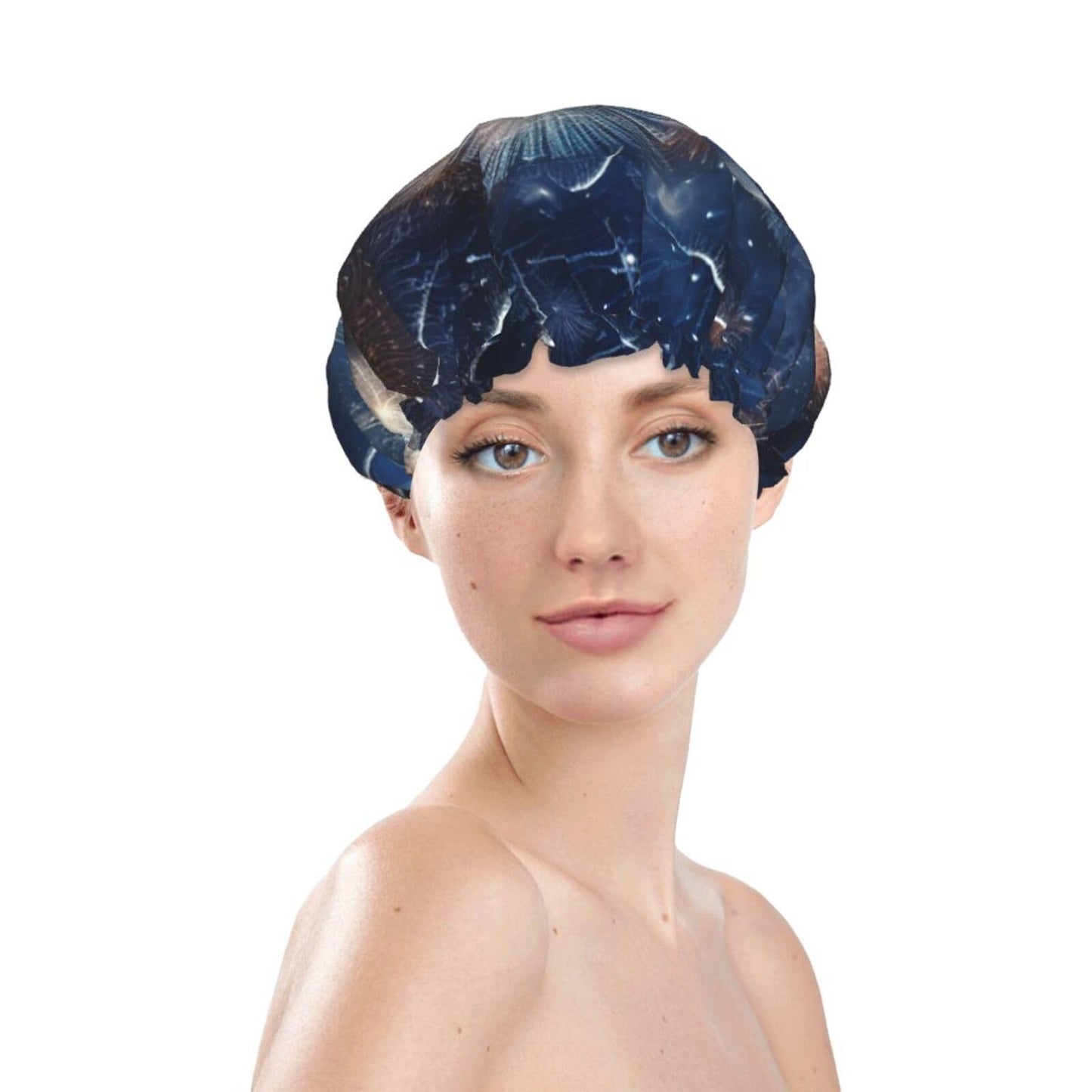 New Year Pyrotechnics Shower Cap For Women Reusable Double Layers Bathing Bath Cap Hair Caps Waterproof Elastic Band Ladies Spa Salon Shower Hat Hair Beauty and Personal Care GDSHJKLW