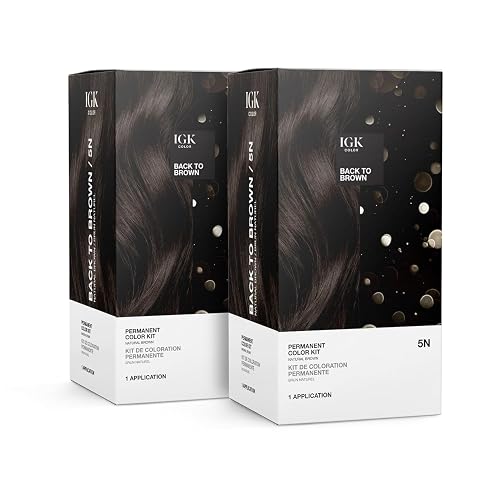 IGK Permanent Hair Dye Color Kit Set of Two | 5N Back To Brown - Natural Brown | 100% Gray Color Coverage + Strengthen + Shine | Ammonia Free Beauty & Personal Care IGK