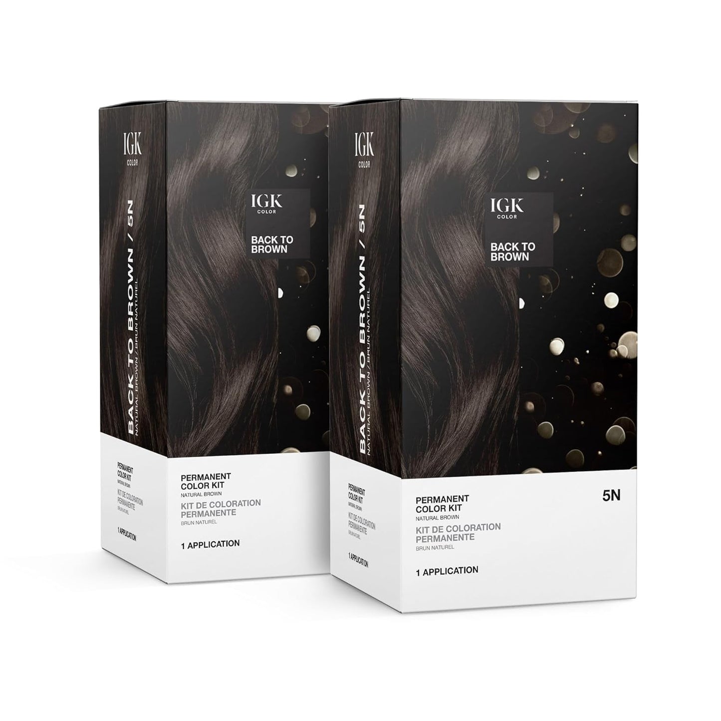 IGK Permanent Hair Dye Color Kit Set of Two | 5N Back To Brown - Natural Brown | 100% Gray Color Coverage + Strengthen + Shine | Ammonia Free Beauty & Personal Care IGK
